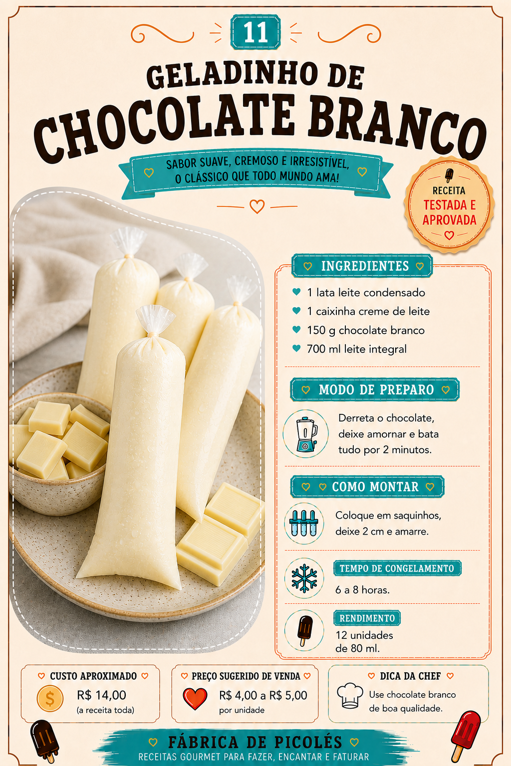 Página do catálogo: geladinho de Chocolate Branco