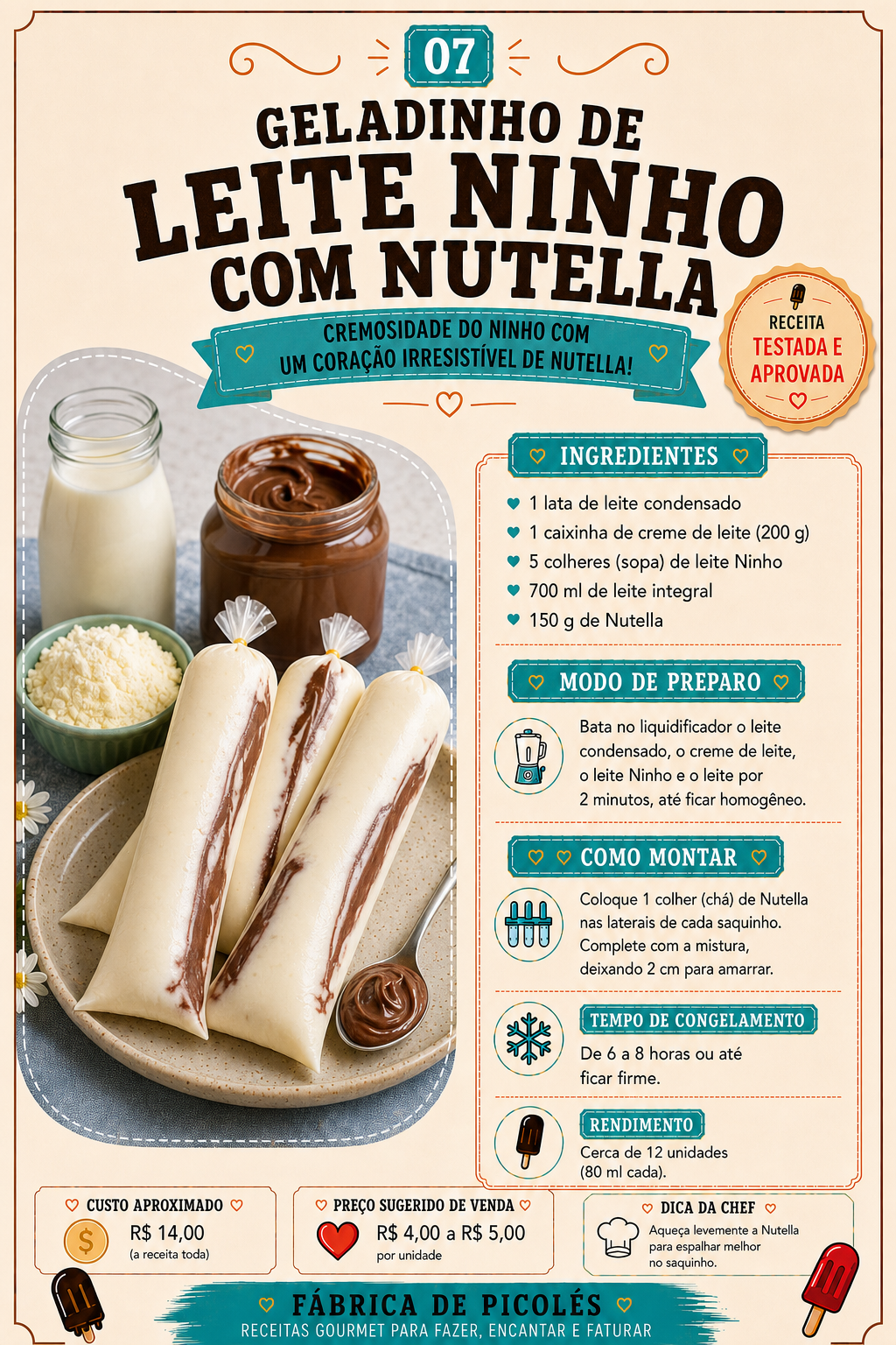 Página do catálogo: geladinho de Leite Ninho com Nutella