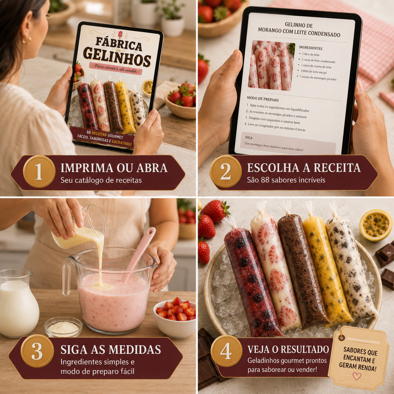 Quatro etapas para usar o catálogo de geladinhos